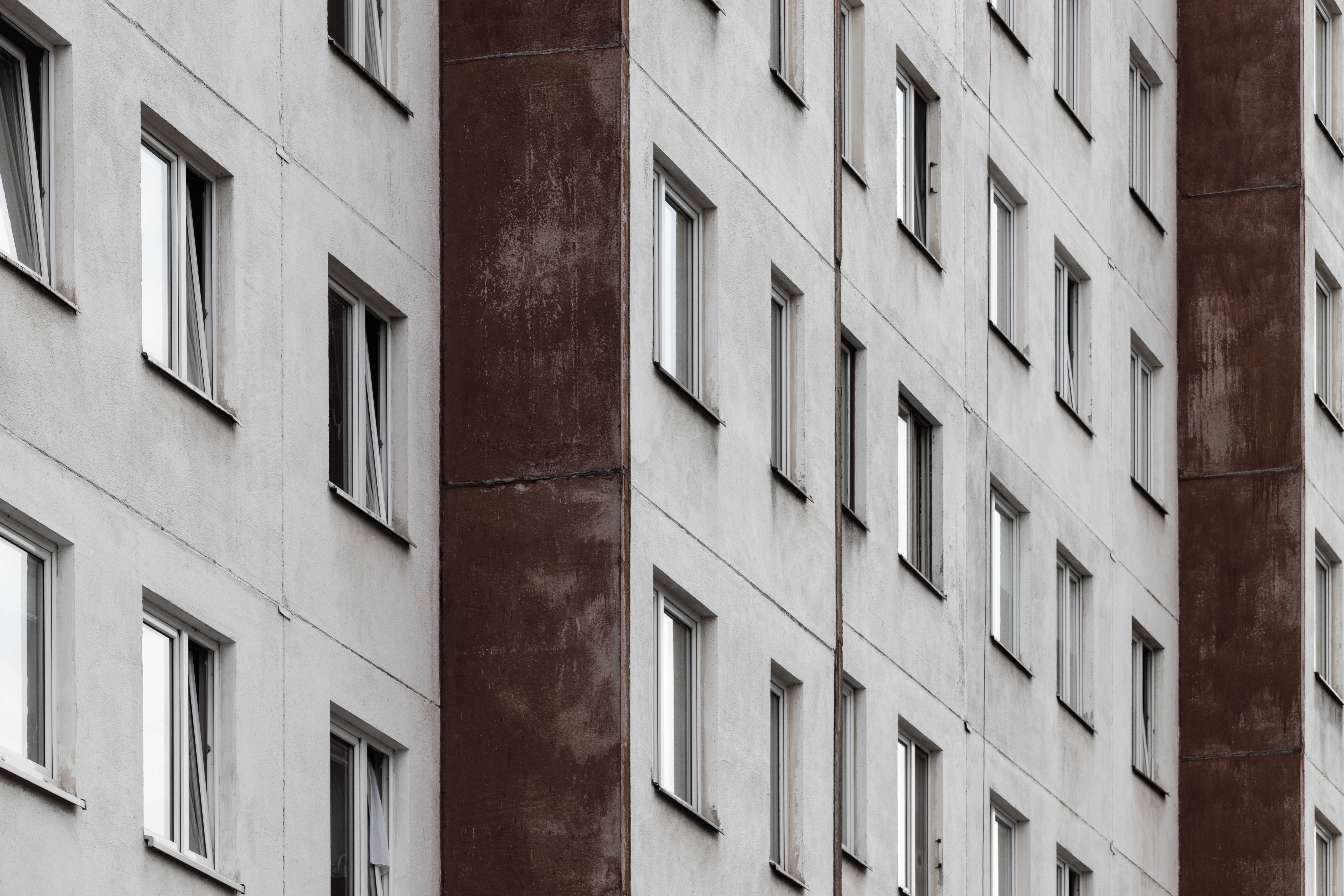 A row of flat buildings